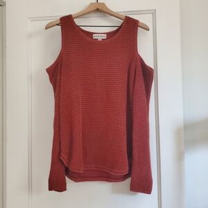 Knox Rose Burnt Orange Sweater Ribbed Knit